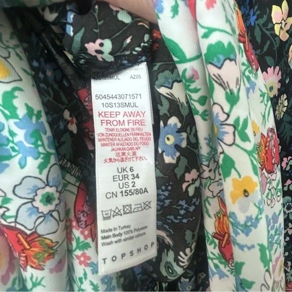 Topshop Floral Patchwork Midi Dress Size 2 - Picture 6 of 6